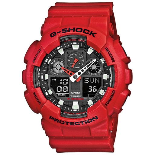 Casio G-Shock GA-100B-4AER Herrenuhr Rot Casio G-Shock GA-100B-4AER Herrenuhr Rot