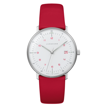 Junghans Max Bill 474541.04 Quarz Damenuhr Rot Klassisch
