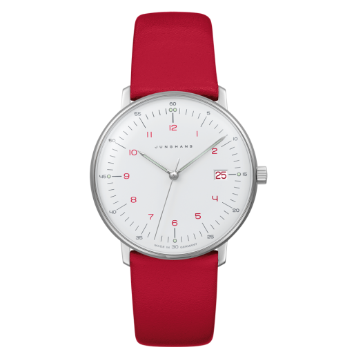 Junghans Max Bill 474541.04 Quarz Damenuhr Rot Klassisch
