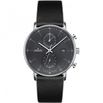 Junghans Form C  414876.00 Herrenuhr Klassich Quarz Chronoscope Saphirglas Milanaise