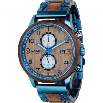 Laimer 0174 Holzuhr Herrenuhr Solar Chronograph Woodwatch