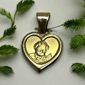 Taufanhänger Herz Taufgeschenk Schutzengel Gelbgold 585