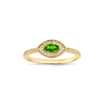 Damenring Gelbgold mit Brillanten und Peridot 0,14 Ct