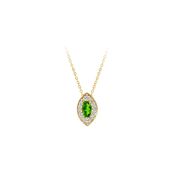 Halskette Gelbgold mit Brillanten und Peridot 0,09 Ct