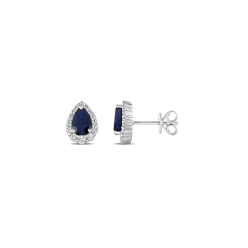 Ohrstecker Weißgold mit Brillanten und Blausaphir 0,23 Ct