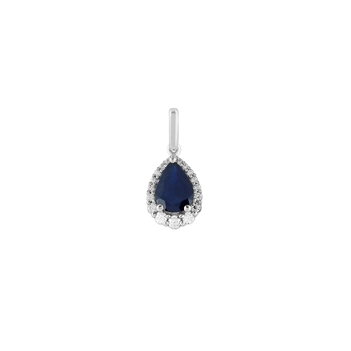 Anhänger Weißgold mit Brillanten und Blausaphir 0,14 Ct Anhänger Weißgold mit Brillanten und Blausaphir 0,14 Ct