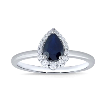Damenring Weißgold mit Brillanten und Blausaphir 0,14 Ct