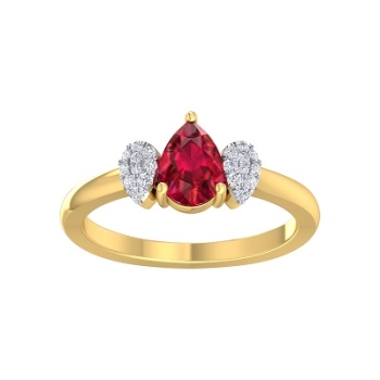 Rubin Damenring mit Brillanten in Gelbgold 0,06 Ct