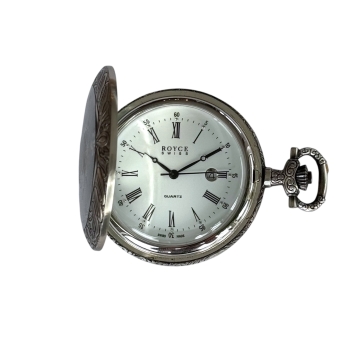 Taschenuhr Royce Swiss 4322002 Quarz Altversilbert mit Deckel