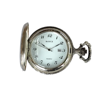 Taschenuhr Royce Swiss 4319931 Quarz Altversilbert mit Deckel