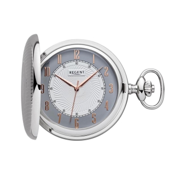 Taschenuhr Regent P-729 verchromt Savonette Quarz