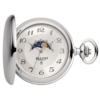 Taschenuhr Regent P-730 verchromt Savonette Quarz