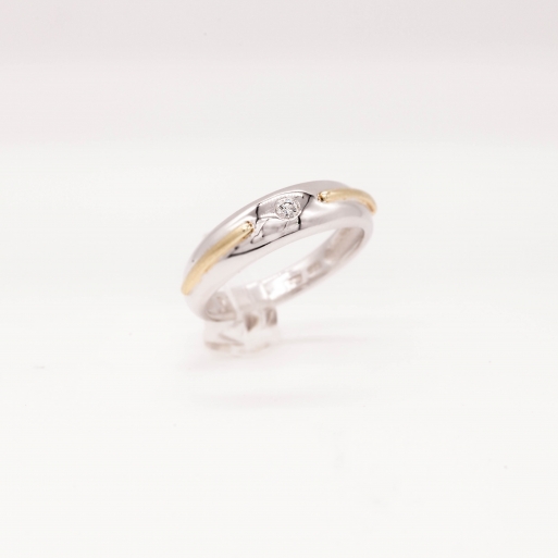 Damenring Weißgold 585 Massiv mit Brillant 0,05 CT Wesselton Pique