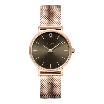 Cluse CW10207 Minuit Watch Mesh Grey Rose Gold Colour