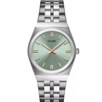 Cluse CW35103 Retro 70's Watch Steel Sage Green Silver Colour