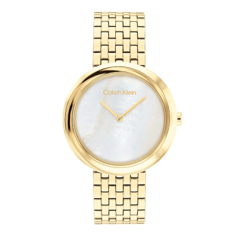 Calvin Klein 25200321 Damenuhr Twisted Bezel Perlmutt vergoldet