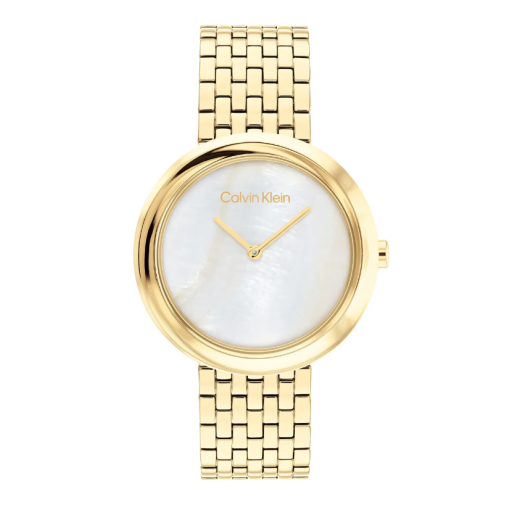 Calvin Klein 25200321 Damenuhr Twisted Bezel Perlmutt vergoldet Calvin Klein 25200321 Damenuhr Twisted Bezel Perlmutt vergoldet