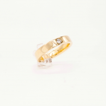 Damenring Gelbgold 585 Massiv mit Brillant 0,10 CT Wesselton SI Handarbeit