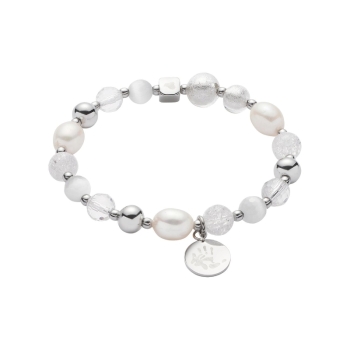 Leonardo 016506 Armband Edelstahl, Perle, Glas