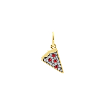 Xenox XS10507G Charm Anhänger Pizza 925 Sterling Silver Zirkonia vergoldet