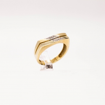 Damenring Gelbgold 585 Massiv mit Brillanten 0,09 CT Wesselton Pique