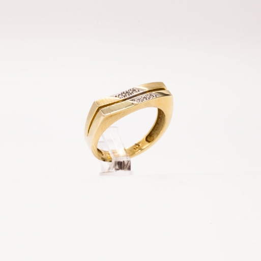 Damenring Gelbgold 585 Massiv mit Brillanten 0,09 CT Wesselton Pique