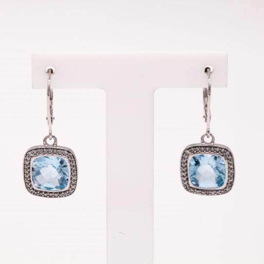 Ohrschmuck Weißgold 585 Ohrgehänge mit Brillant und Topas 0,26 CT Wesselton SI Ohrschmuck Weißgold 585 Ohrgehänge mit Brillant und Topas 0,26 CT Wesselton SI