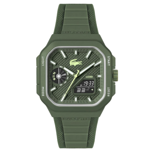 Lacoste 2011505 Herrenuhr Grün Digital Analog Silikonuhrband