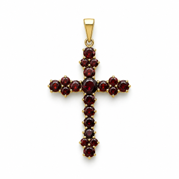 Kreuz Gelbgold 585 mit Granat