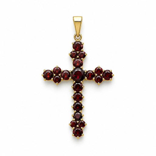 Kreuz Gelbgold 585 mit Granat
