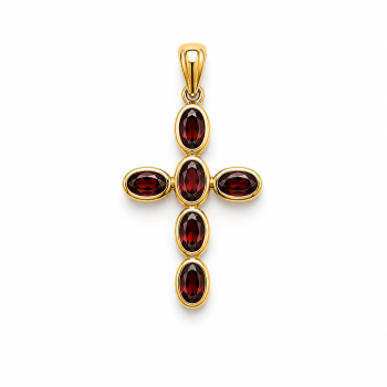 Kreuz Gelbgold 585 mit Granat
