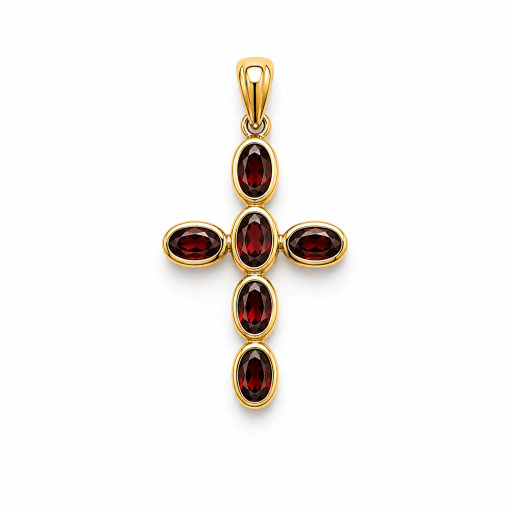 Kreuz Gelbgold 585 mit Granat