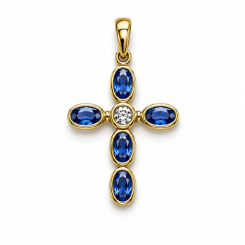 Kreuz Gelbgold 585 mit Zirkonia