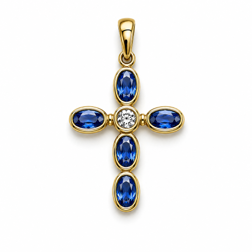 Kreuz Gelbgold 585 mit Zirkonia