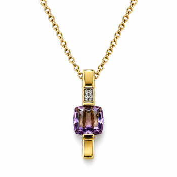 Anhänger Gelbgold 585 mit Amethyst und Brillanten