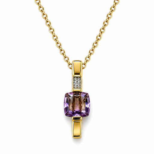 Anhänger Gelbgold 585 mit Amethyst und Brillanten