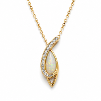 Opal Anhänger mit Brillanten 585 Gelbgold