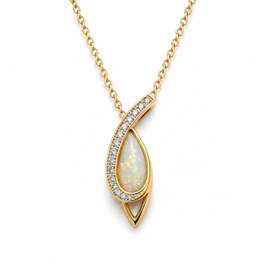 Opal Anhänger mit Brillanten 585 Gelbgold