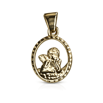 Taufanhänger Oval Taufgeschenk Schutzengel Gelbgold 585