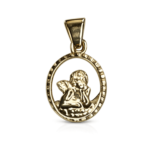 Taufanhänger Oval Taufgeschenk Schutzengel Gelbgold 585