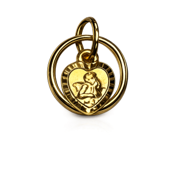 Taufanhänger Taufring mit Herz Taufgeschenk Schutzengel Gelbgold 585