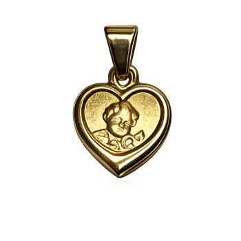 Taufanhänger Herz Taufgeschenk Schutzengel Gelbgold 585