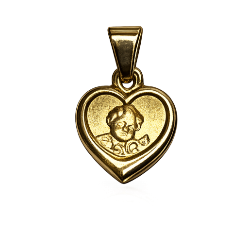 Taufanhänger Herz Taufgeschenk Schutzengel Gelbgold 585
