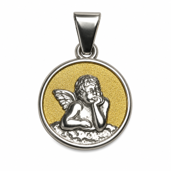 Taufanhänger Rund Taufgeschenk Schutzengel Gelbgold Weißgold 585