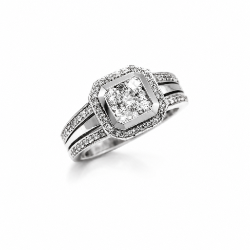 Verlobungsring Weißgold 585 mit Brillanten 1,00 CT Wesselton Pique 1