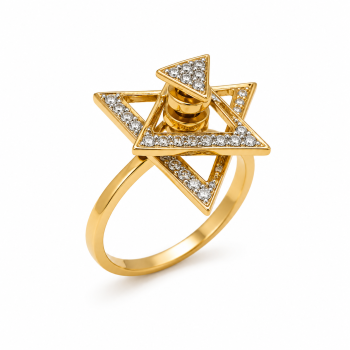 Damenring Gelbgold 585 Dreieck mit Brillanten 0,11 CT Wesselton Pique