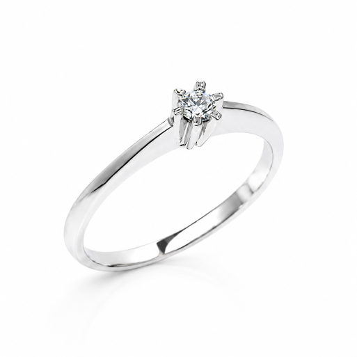 Verlobungsring Weißgold 585 mit Brillant 0,07 CT Wesselton SI