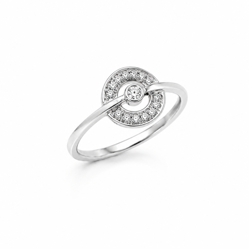 Damenring Weißgold 585 mit Brillanten 0,07 CT Wesselton Pique