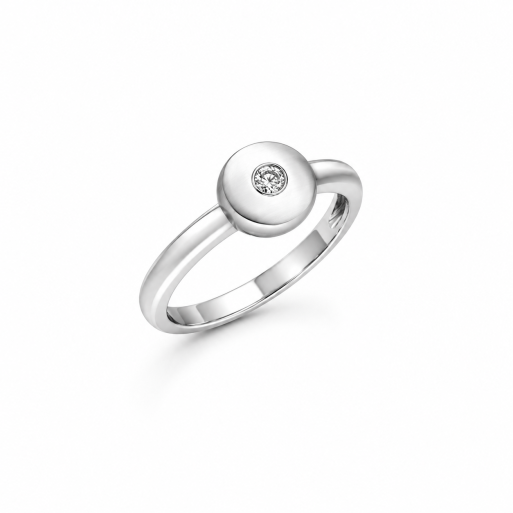 Damenring Platin 950 Massiv mit Brillant 0,05 CT Wesselton SI