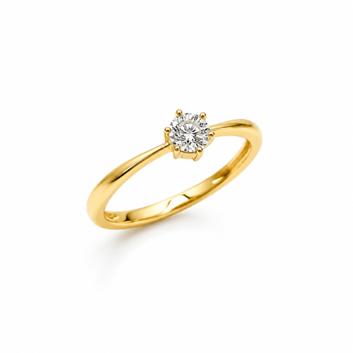 Verlobungsring Gelbgold 585 mit Brillant 0,10 CT Wesselton SI
